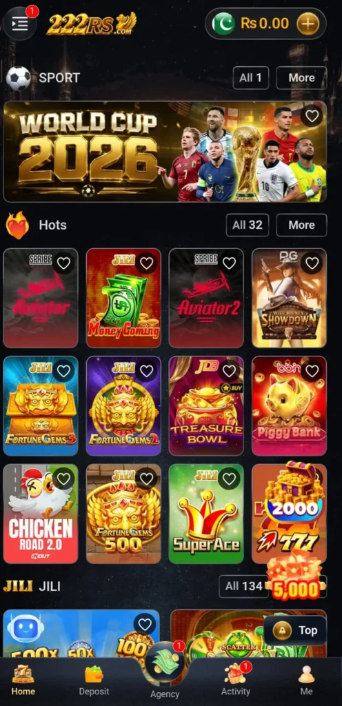 Game Categories in 222RS Game Latest Version