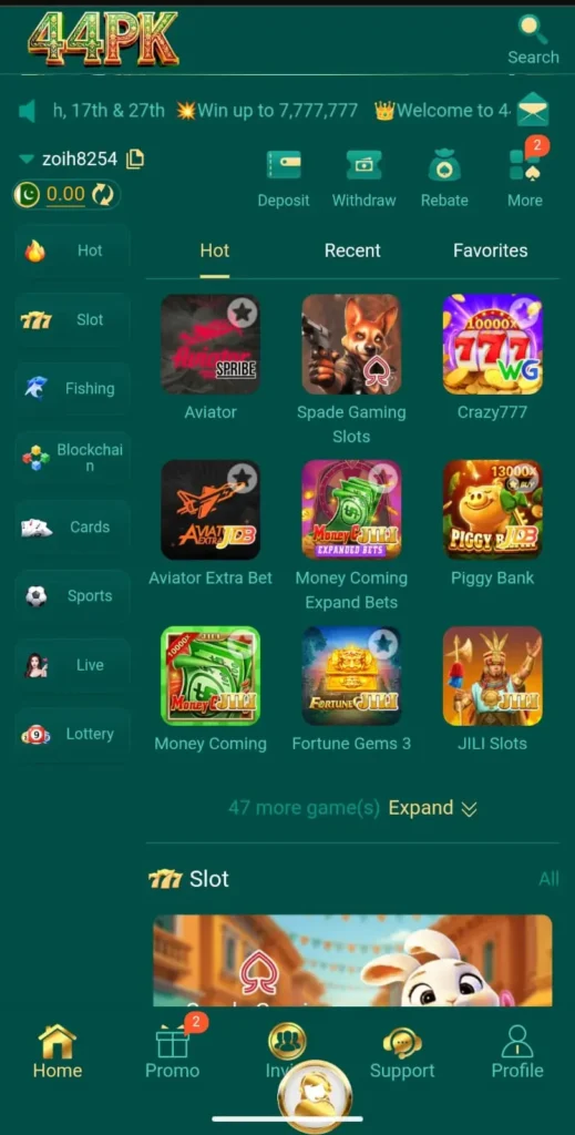 Games Categories in 44PK Game Latest Version