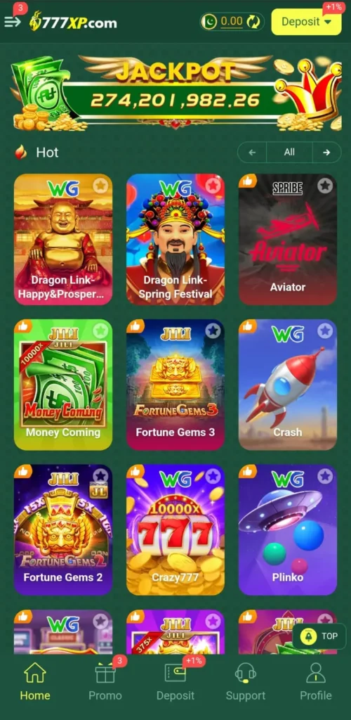 Game Categories in 777XP Game Latest Version