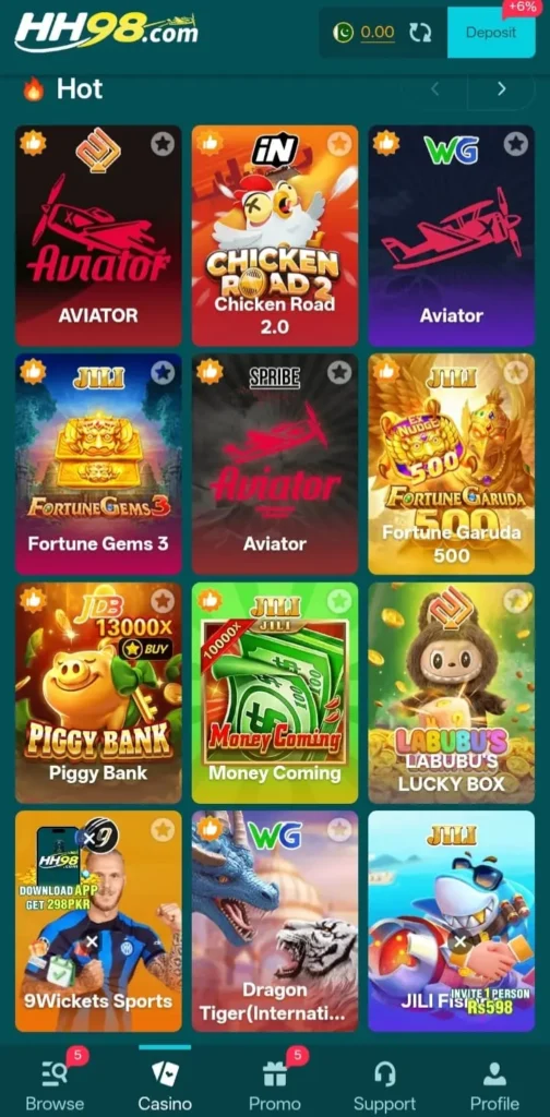 Game Categories in HH98 Game Latest Version