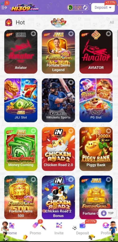 Game Categories in HI309 Game Latest Version
