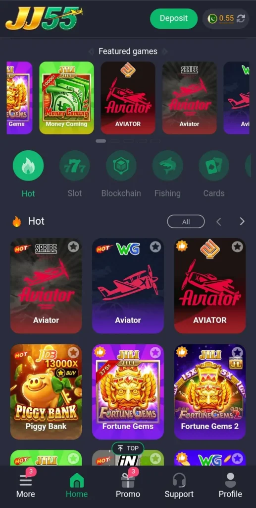 Game Categories in JJ55 Game Latest Version