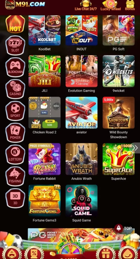 Game Categories in M91 Game Latest Version