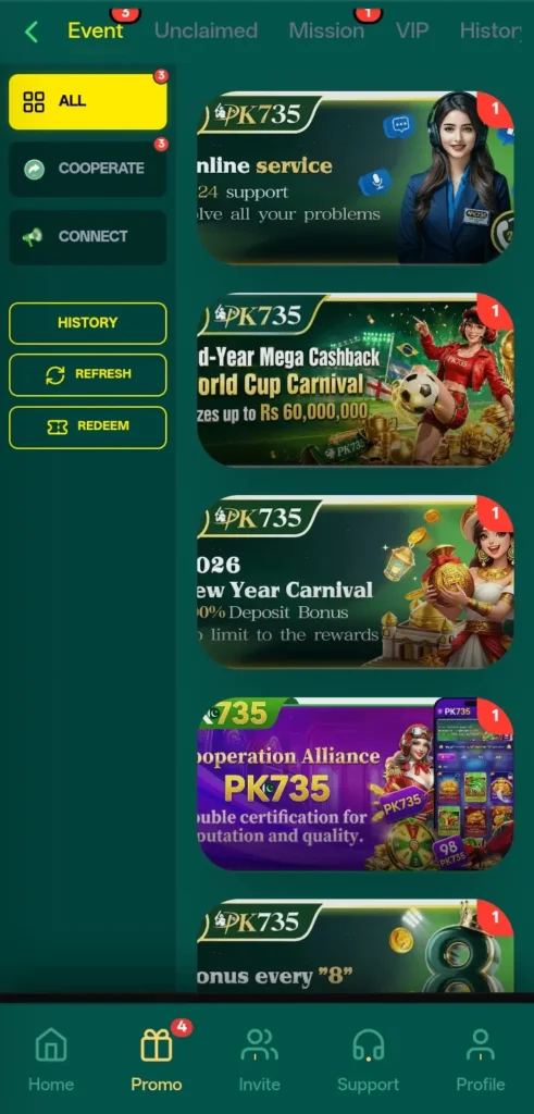 PK735 Game Rewards and Bonuses