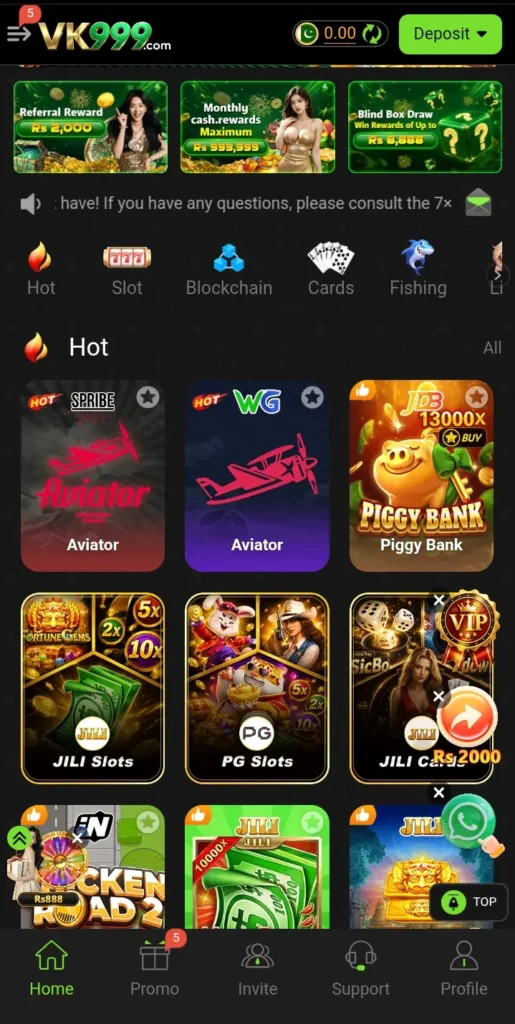 Games Categories in VK999 Game Latest Version