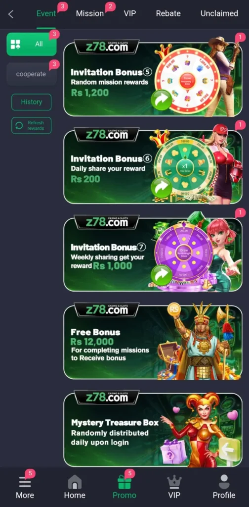 Z78 Game Rewards and Bonuses